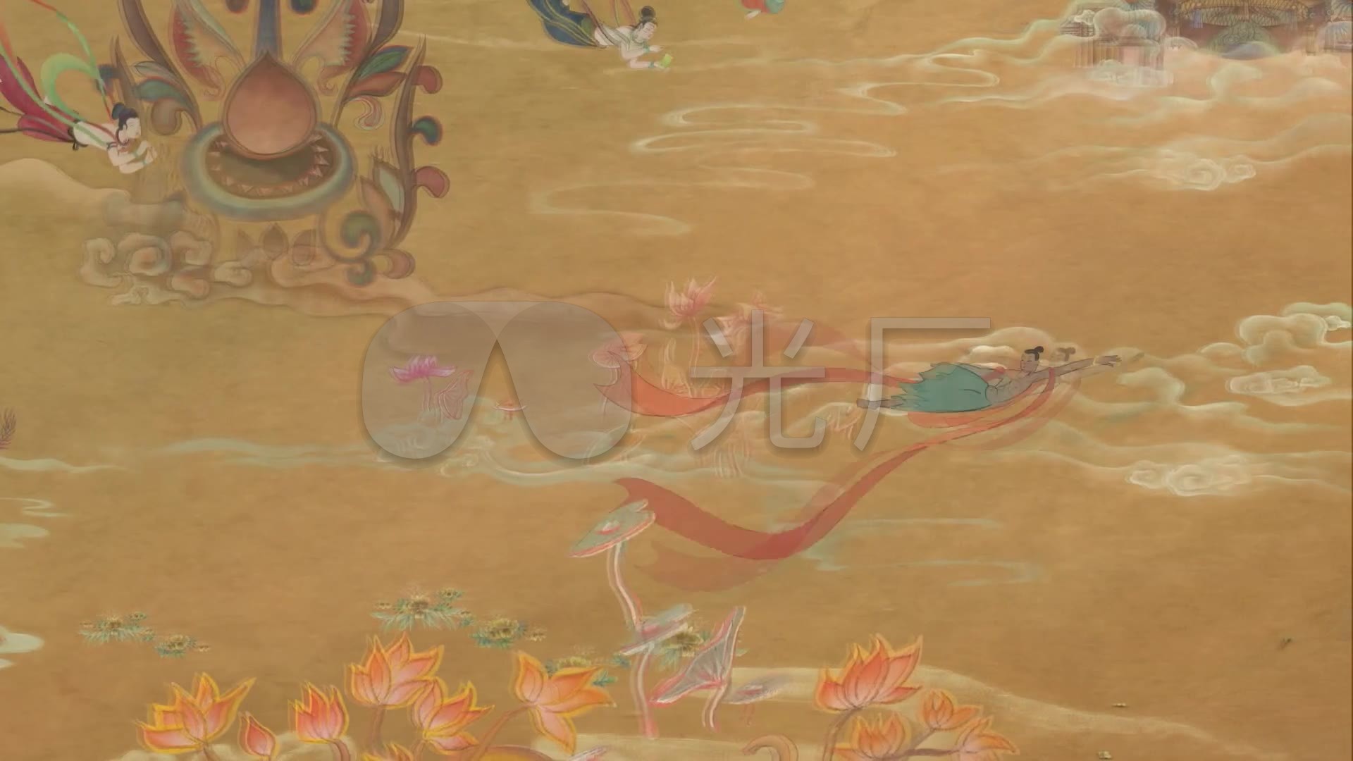 敦煌飞天舞蹈背景_1920x1080_高清视频素材下载(编号