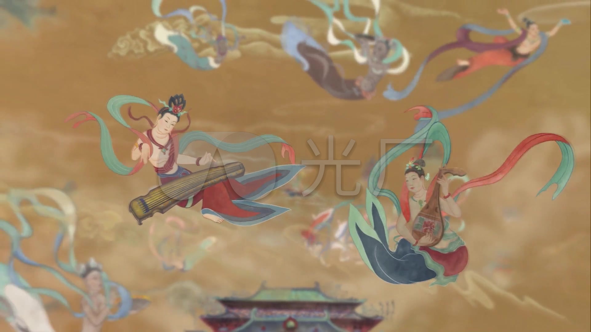 敦煌飞天舞蹈背景_1920x1080_高清视频素材下载(编号:74307)_舞台背景