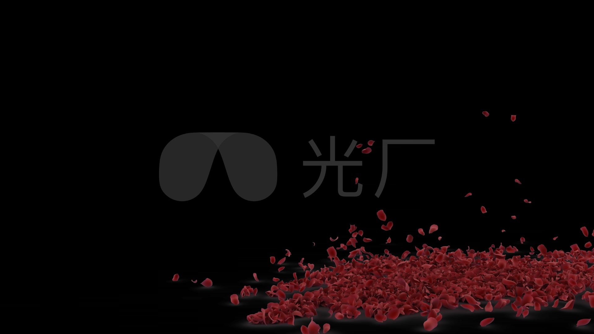 动感 彩色 黑底 玫瑰花瓣 心形 3