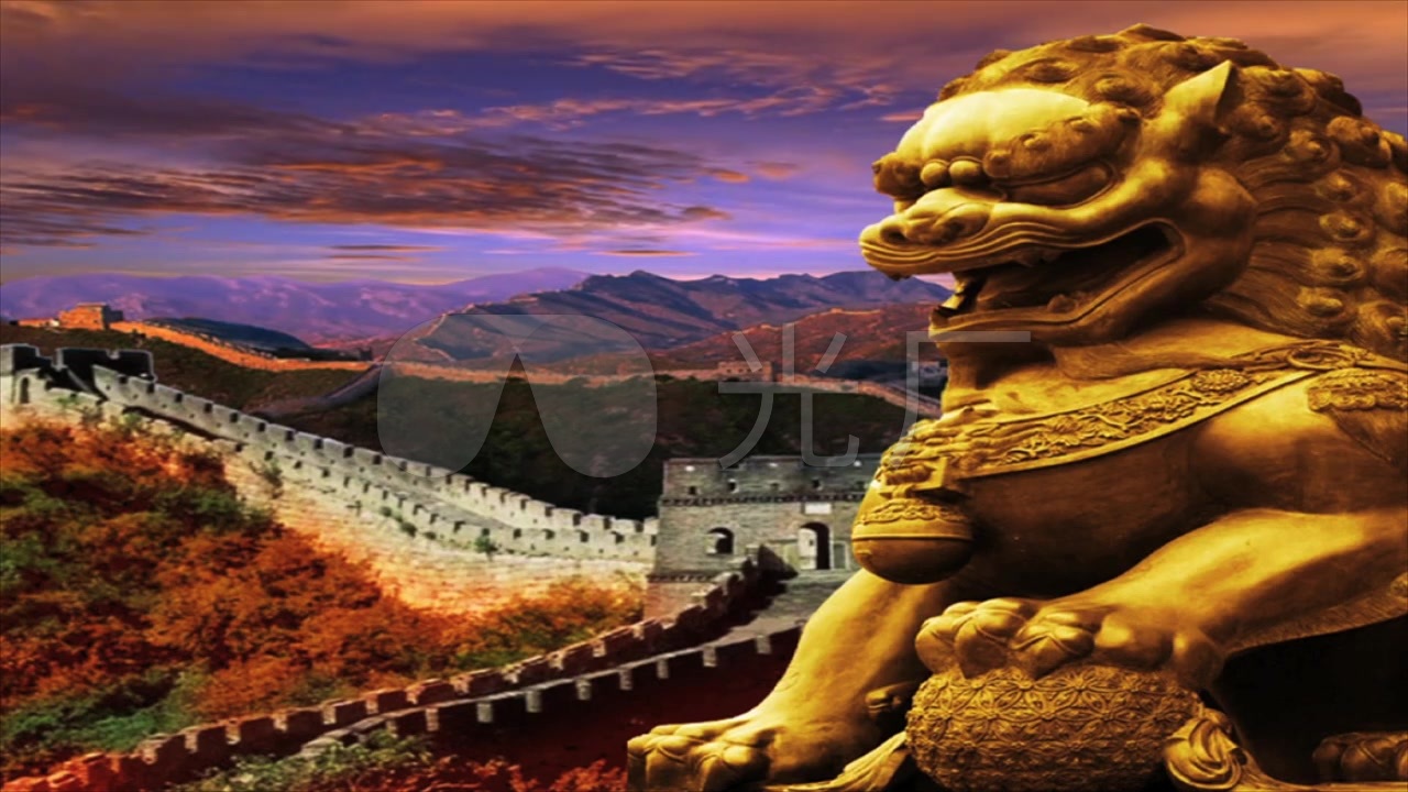 石狮子-大气中国_1280x720_高清视频素材下载(编号:97345)_舞台背景
