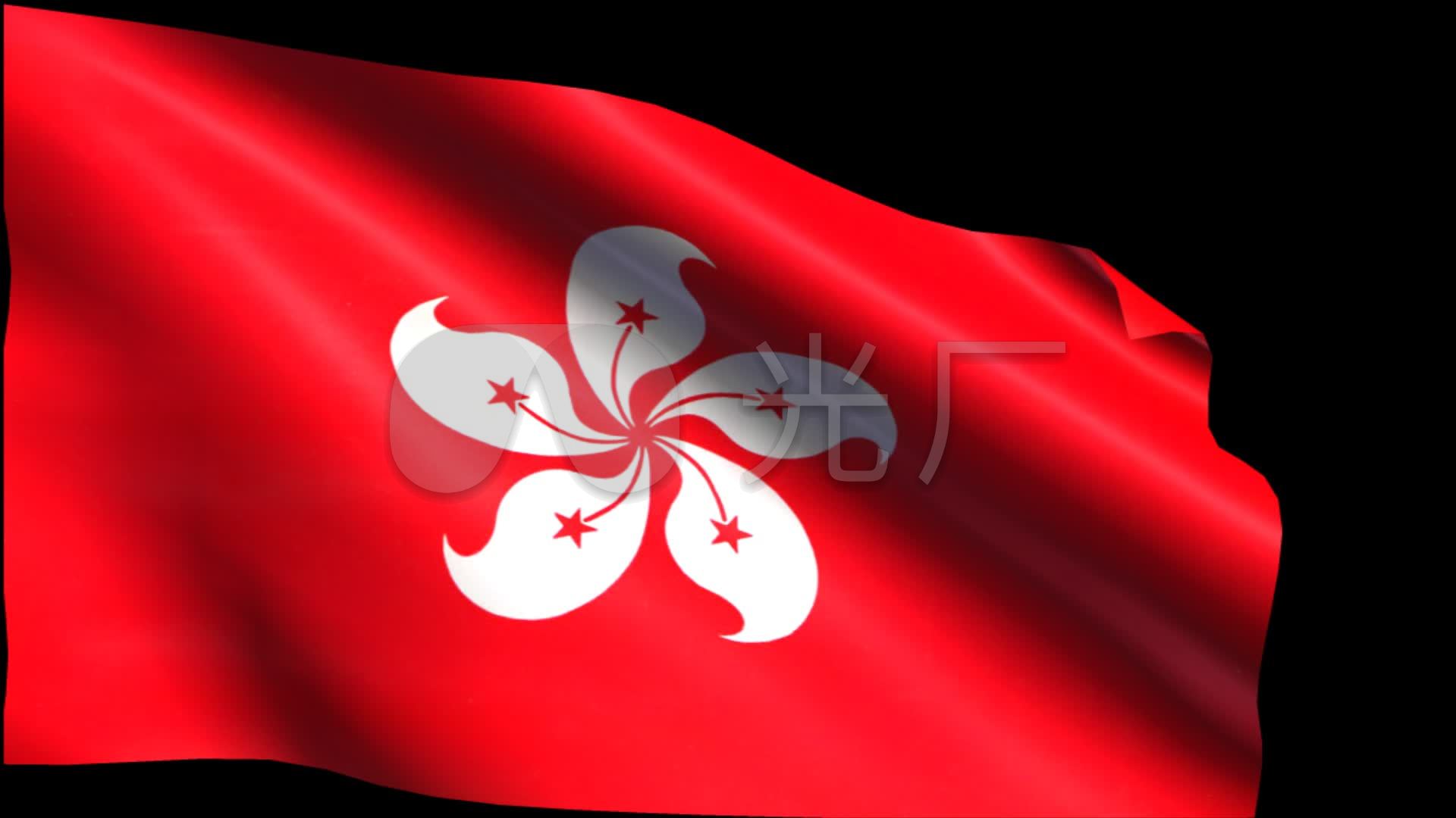 原创带通道香港特别行政区区旗旗帜飘动