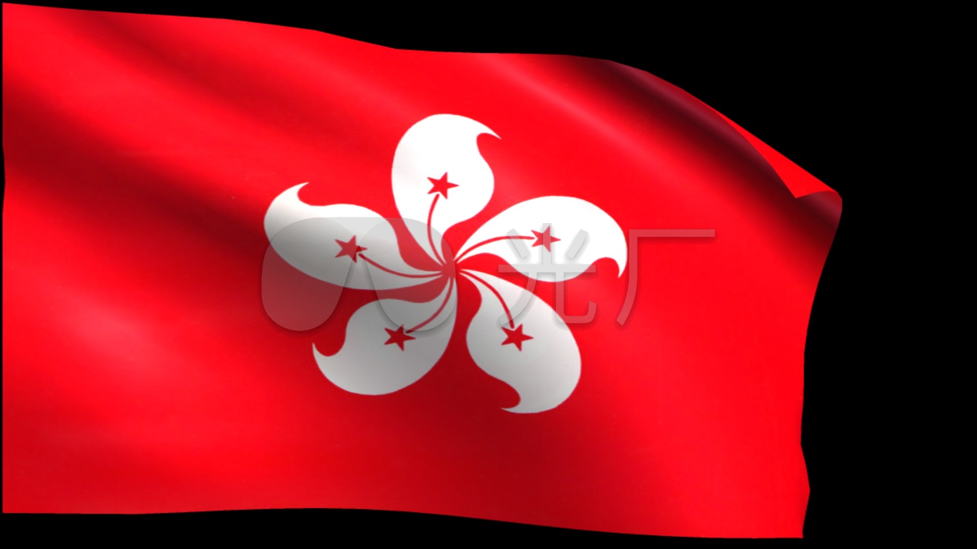 原创带通道香港特别行政区区旗旗帜飘动