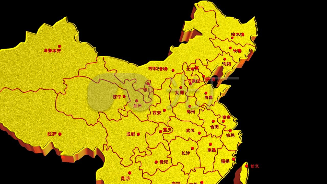 3d中国地图—带通道_1280x720_高清视频素材下载(编号