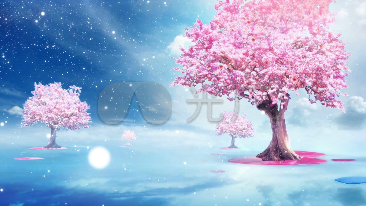 唯美桃树场景-循环_1280x720_高清视频素材下载(编号