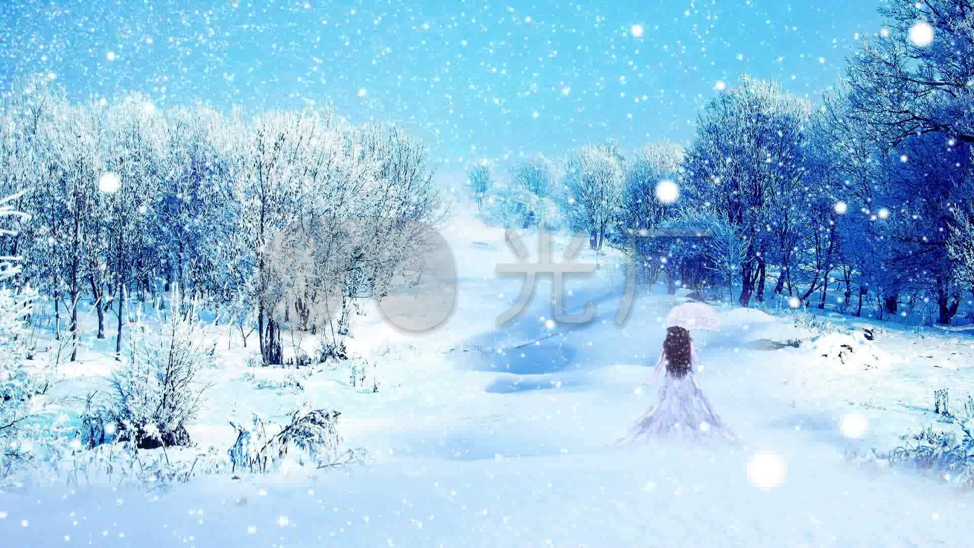 纯手绘雪景中的文艺女生图片素材免费下载 - 觅知网
