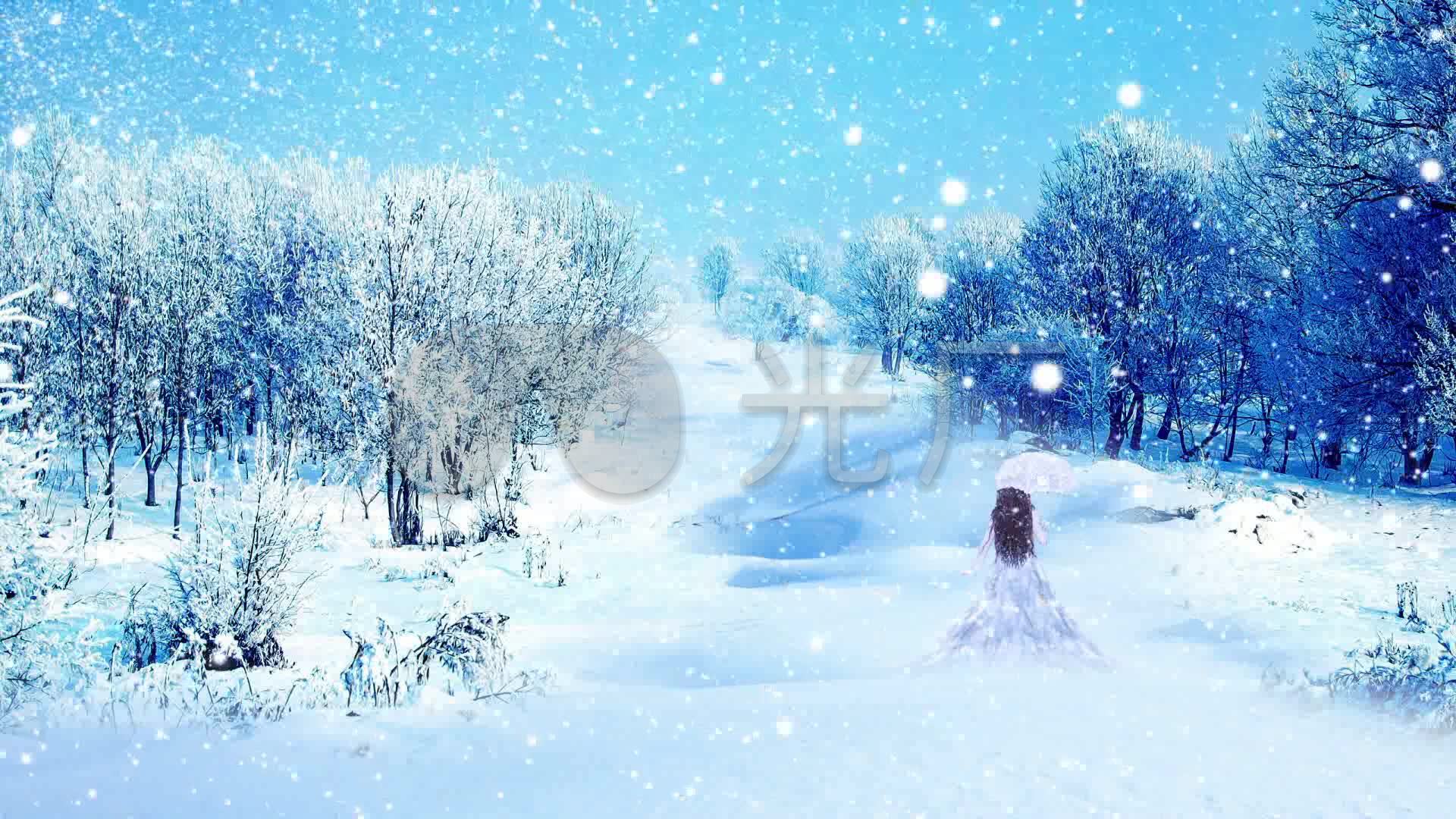 雪中女孩背影-循环