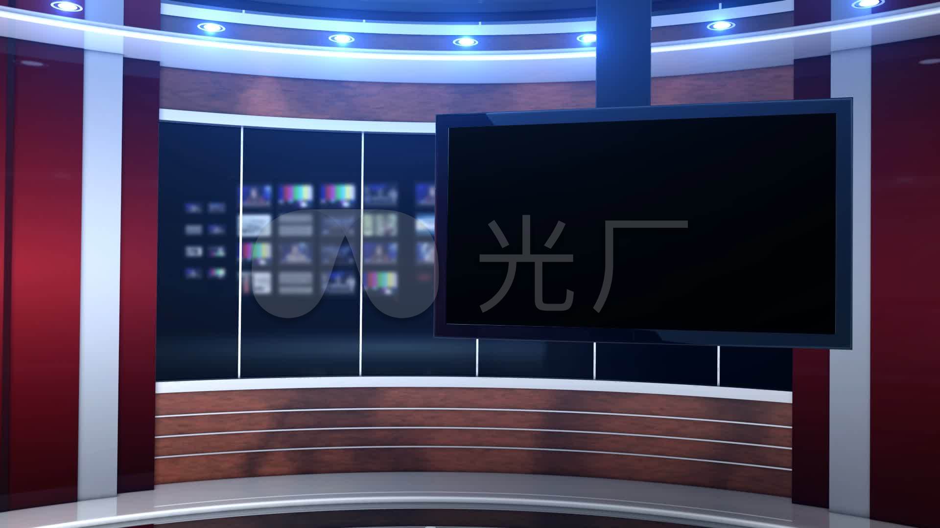 红色主播台背景的虚拟演播室高清视频素材_1920x1080