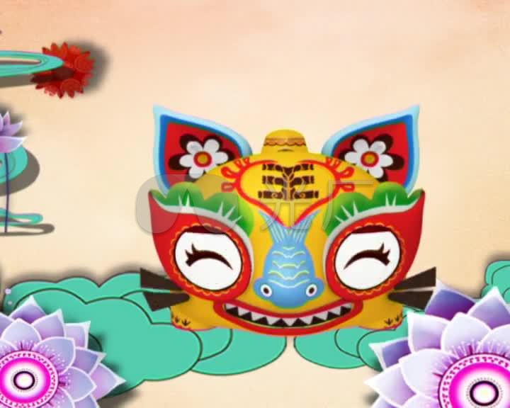 元宵节老虎灯笼吉祥物卡通_720x576_高清视频素材下载