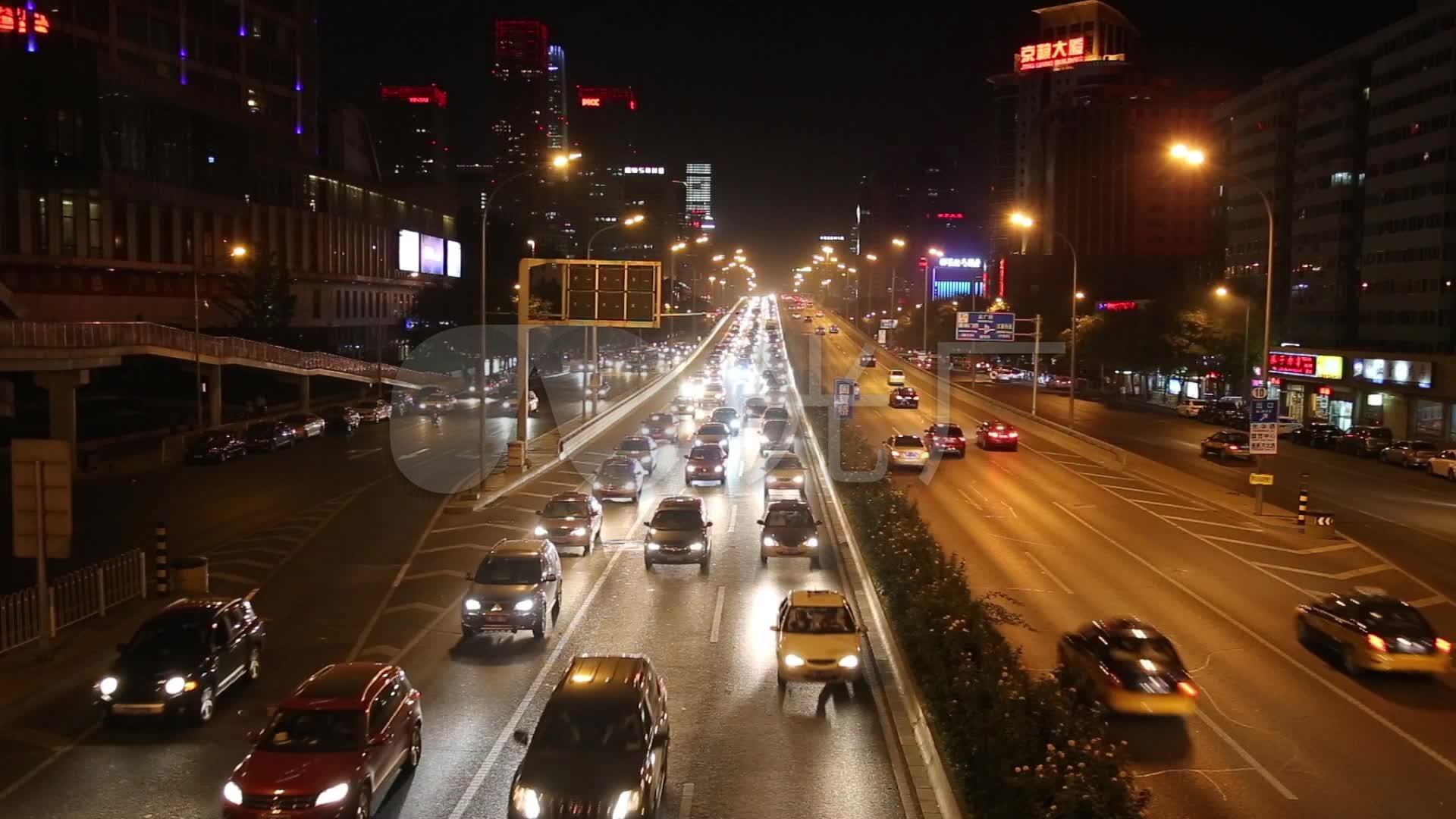 5d天桥俯拍延时北京交通夜景高清