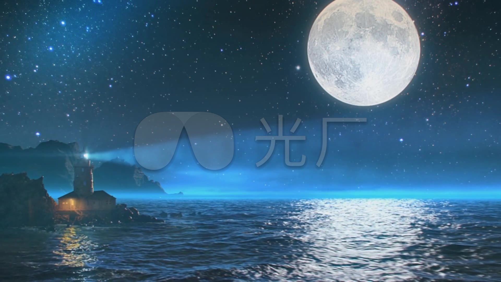 海上升明月唯美月亮星星夜空_1920x1080_高图片