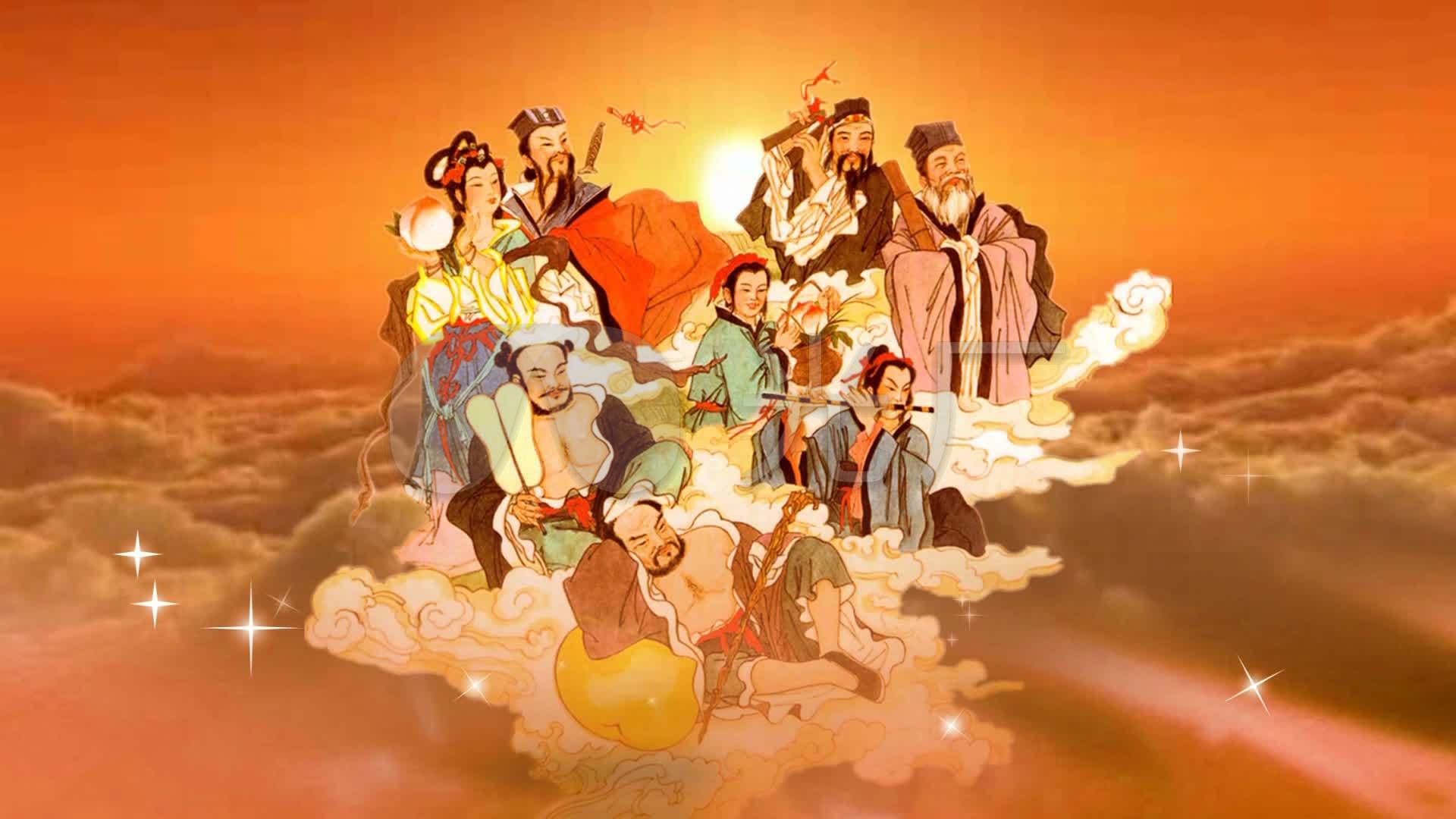 八仙过海八仙云中游仙界佛教素材