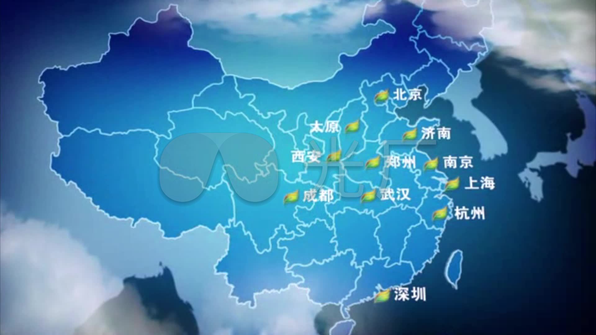 地球放大中国地图城市_1920X1080_高清视频