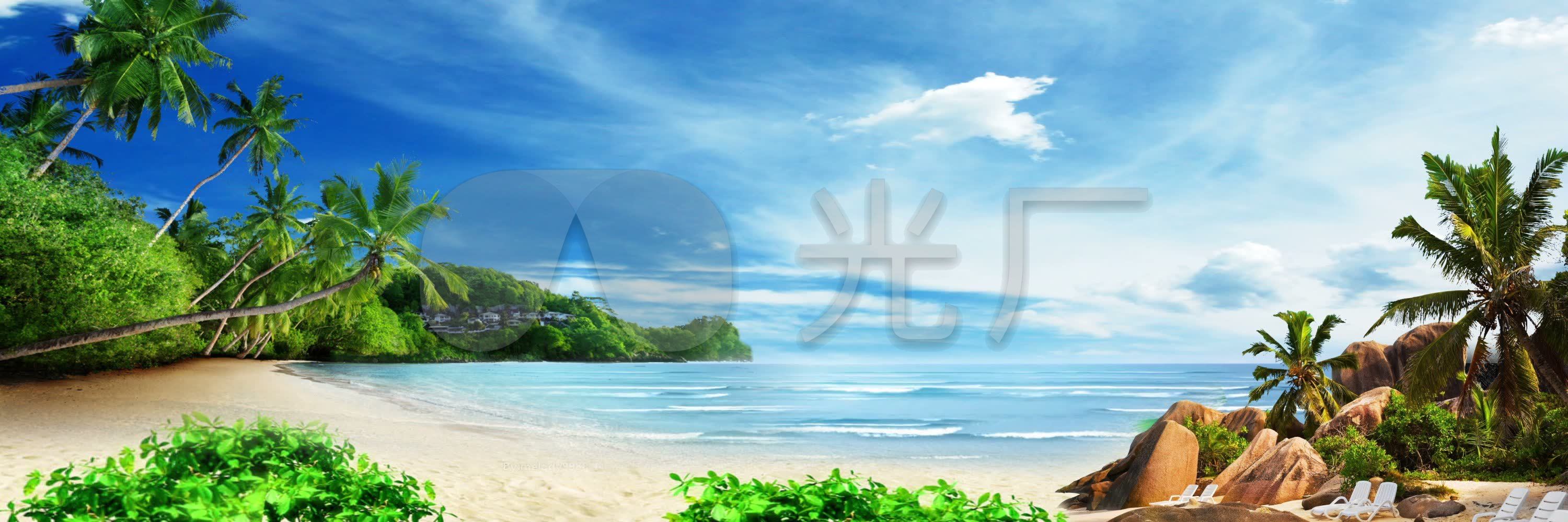 唯美海边风景循环素材_3000x1000_高清视频素材下载