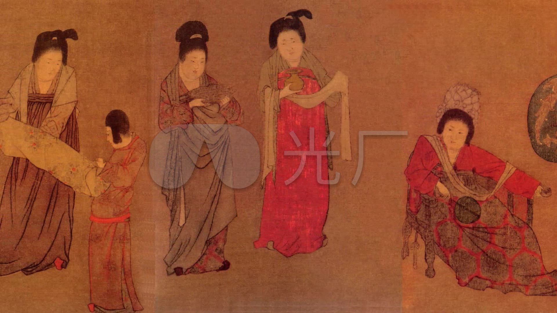 中国传世名画-挥扇仕女图_1920x1080_高清视频素材下载(编号:241390)