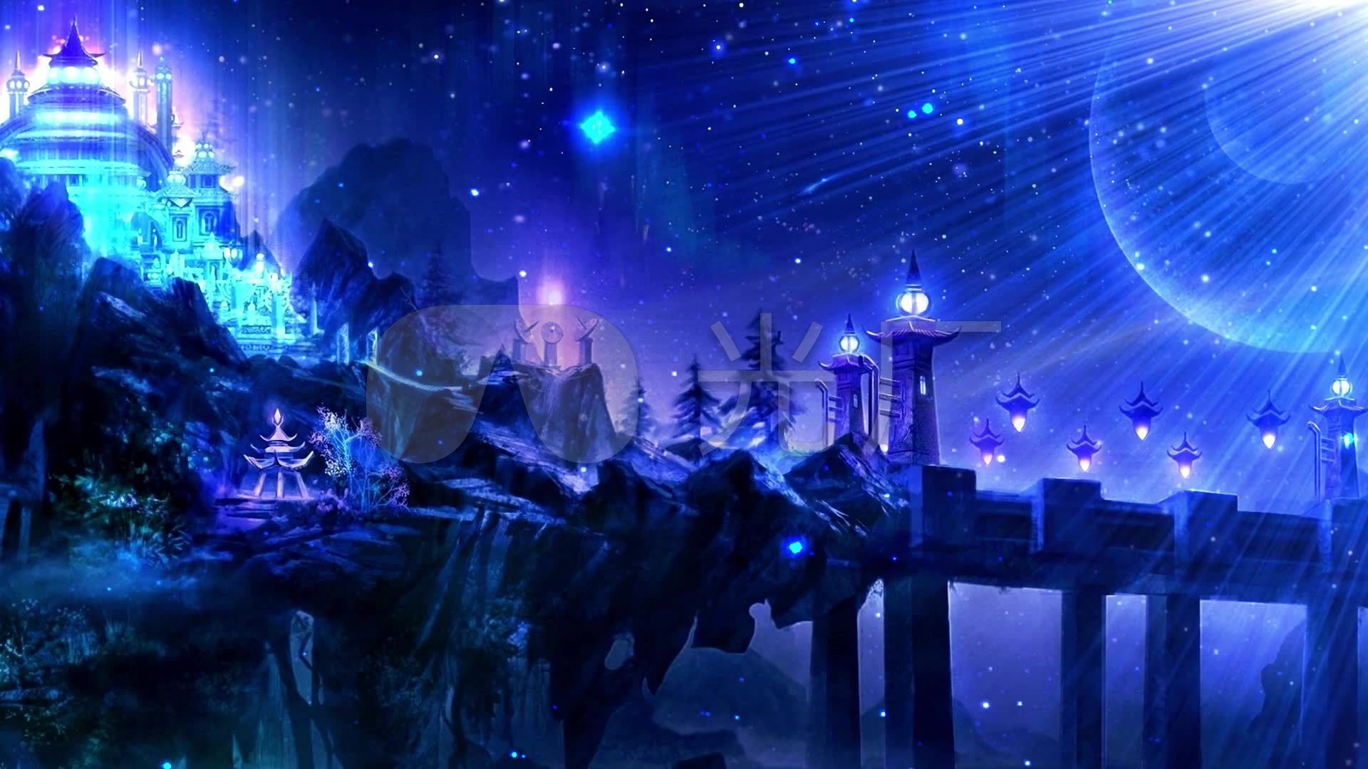 梦幻唯美蓝色夜空背景