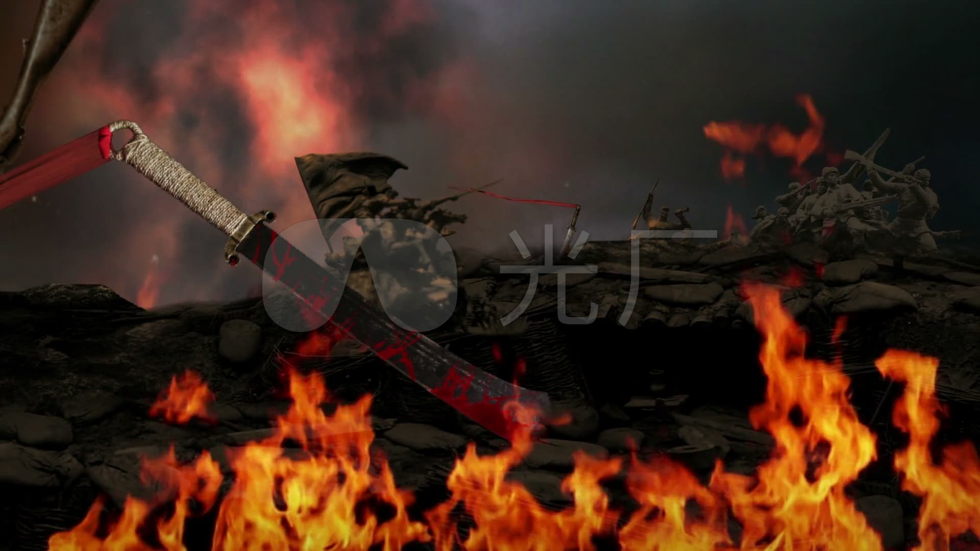 视频素材 舞台背景 配乐歌舞 配乐抗战歌曲成品大刀进行曲 来自视频