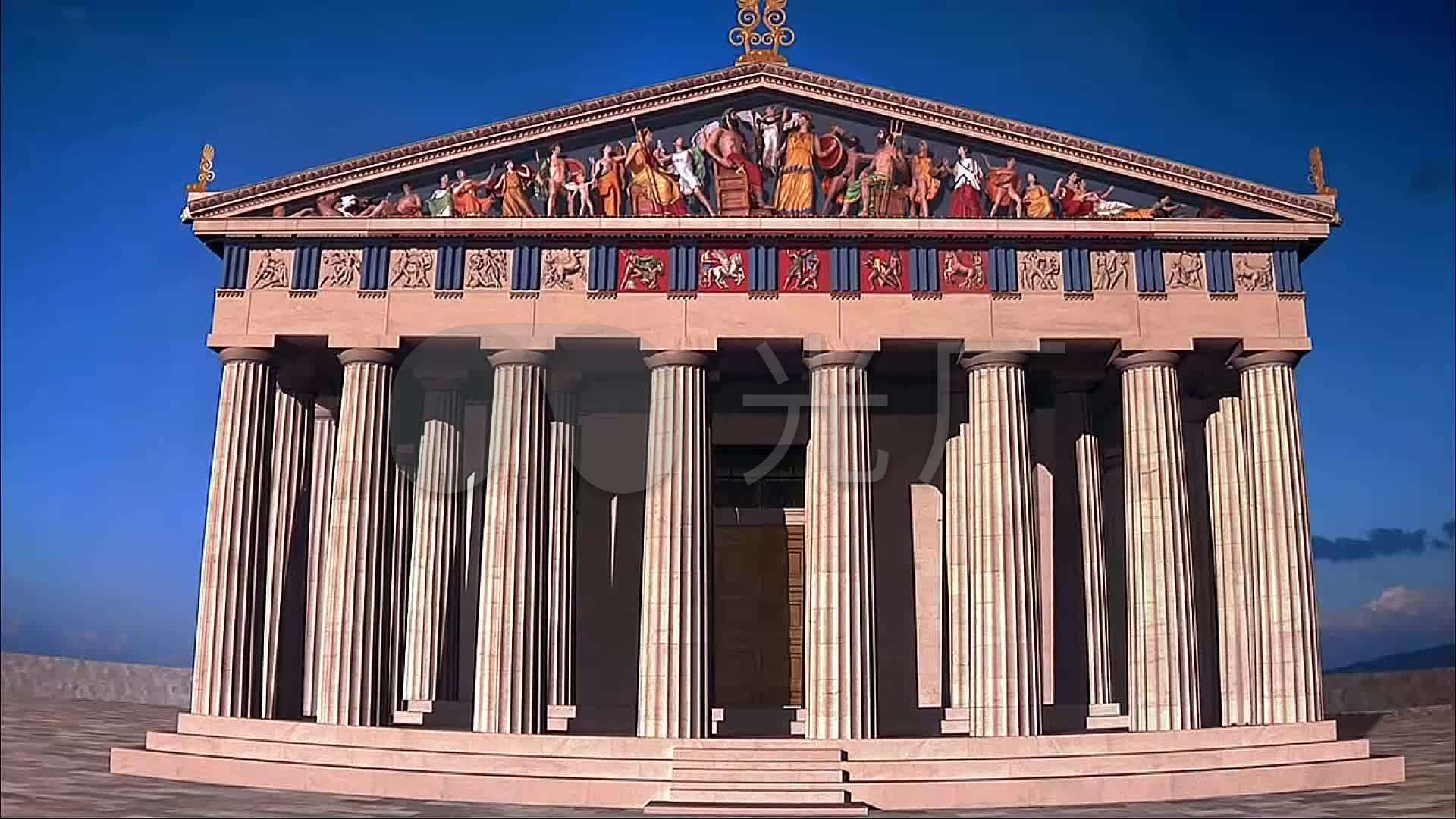 希腊神庙还原虚景_1920x1080_高清视频素材下载(编号