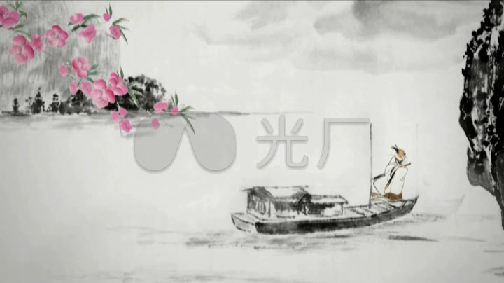 【水墨风】李白,乘船渡河