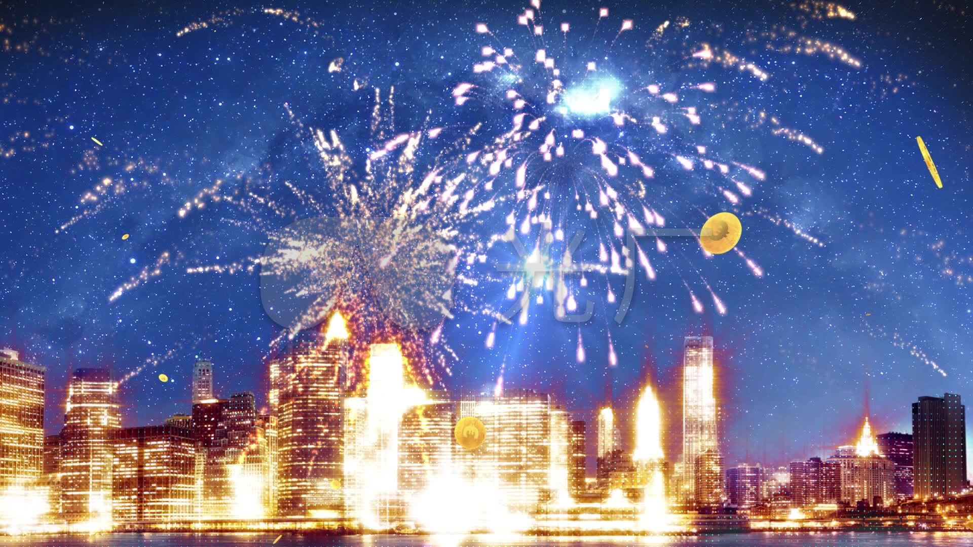 节日庆典璀璨烟花灯火辉煌不夜城背景