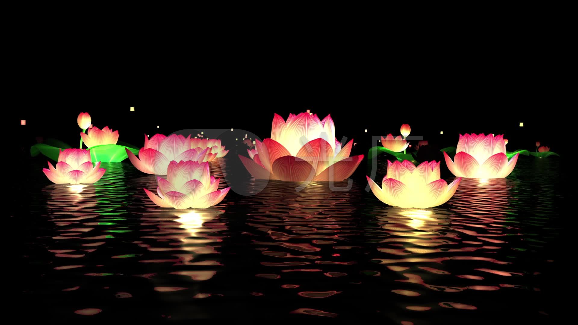 元宵节唯美荷花灯_1920x1080_高清视频素材下载(编号