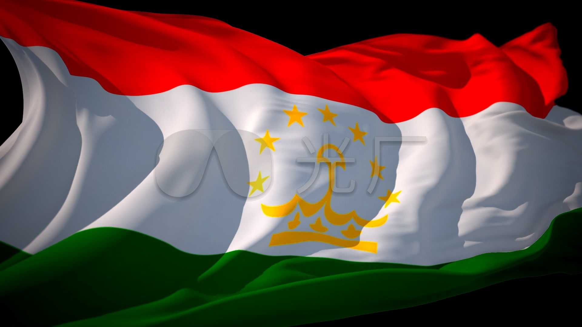 高清塔吉克斯坦国旗飘扬透明背景视频_1920x1080_高清视频素材下载