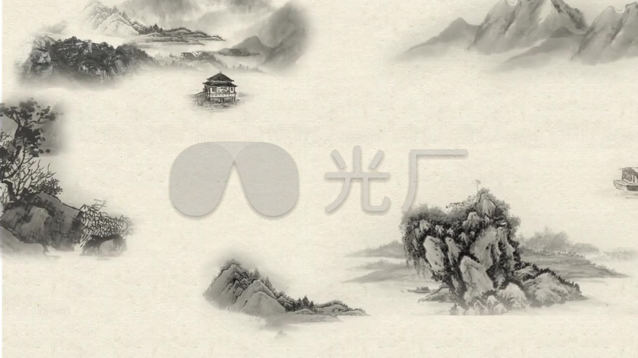 唯美水墨山水画_1280x720_高清视频素材下载(编号:)