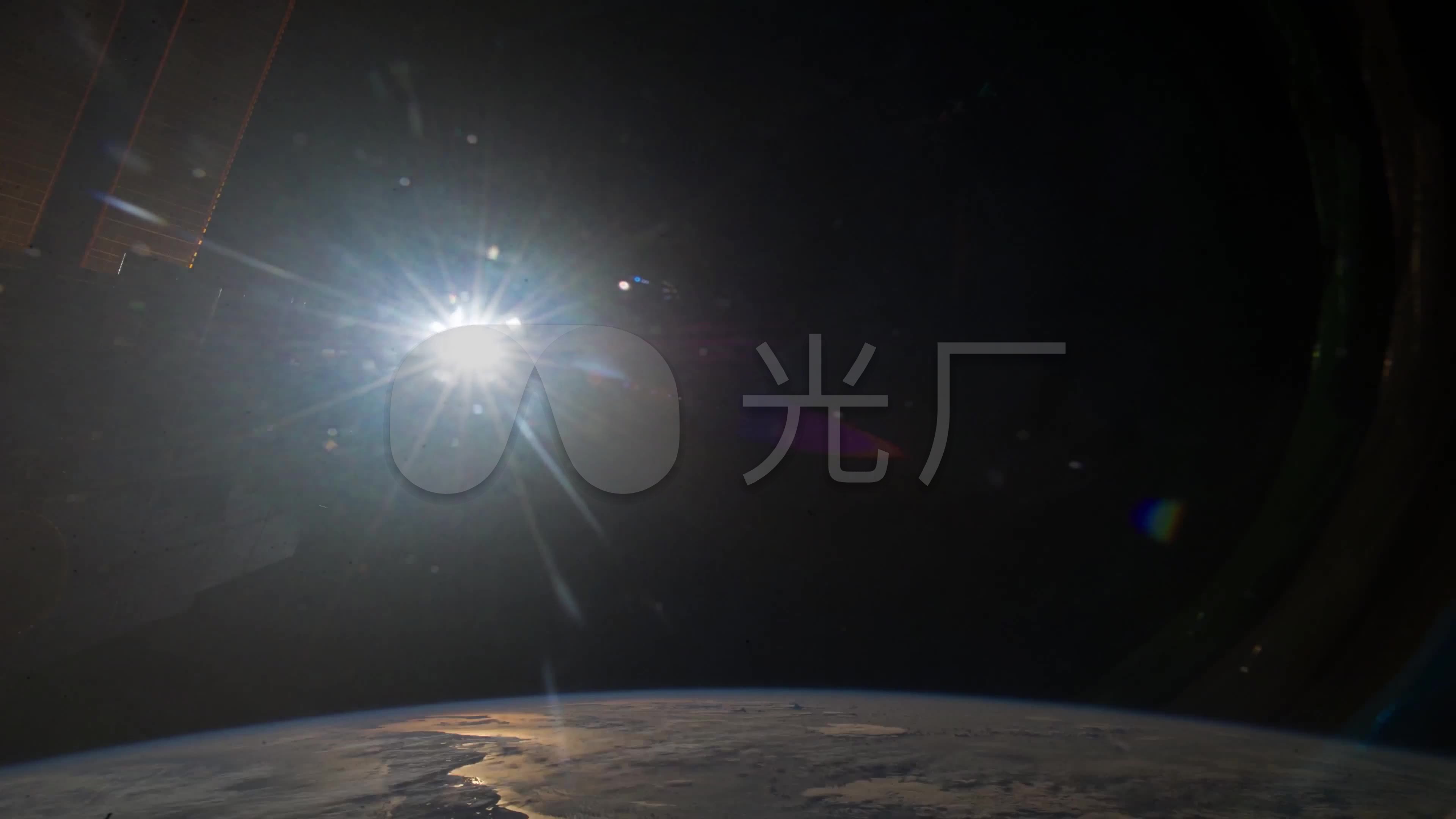 【4k】外太空实拍地球转动大气极地极光_3840x2160