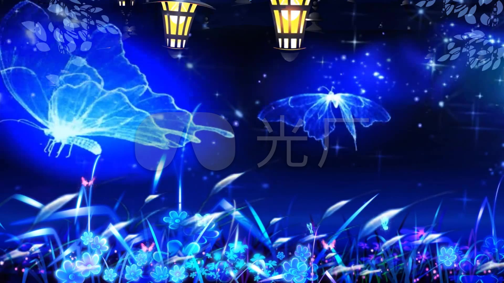 唯美梦幻蓝色夜景led大屏背景
