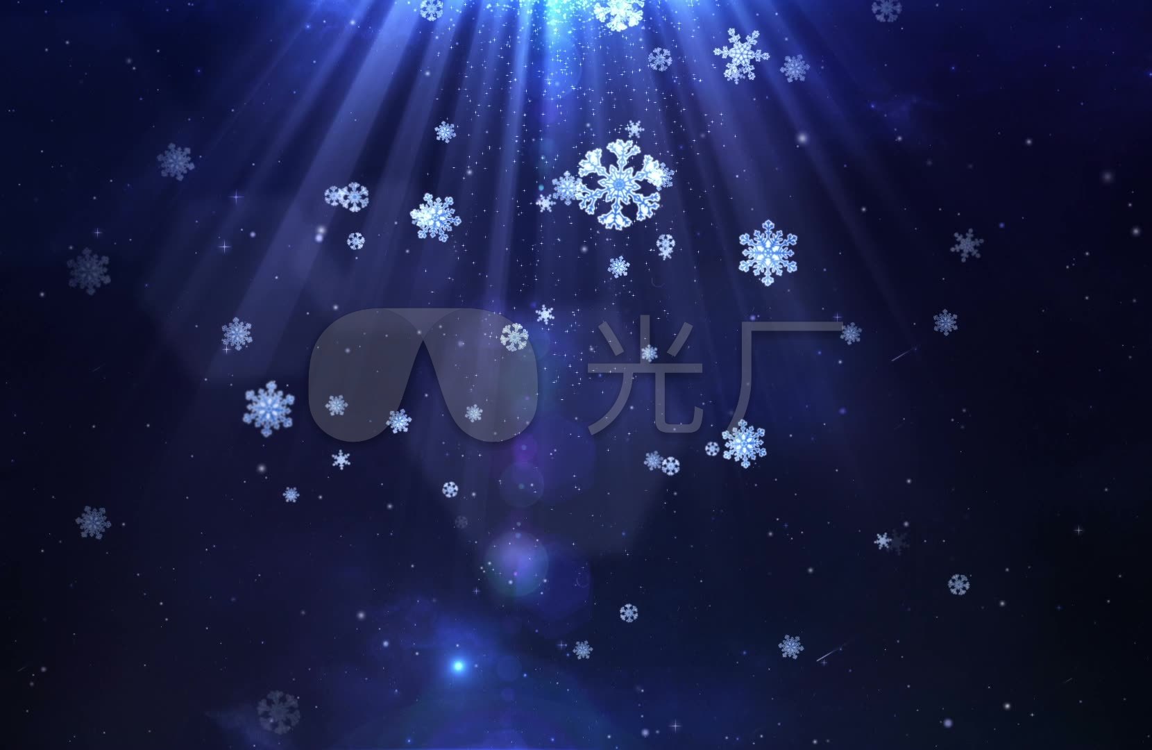 唯美蓝色梦幻星空雪花飘落_1660x1080_高清视频素材下载(编号:326128)