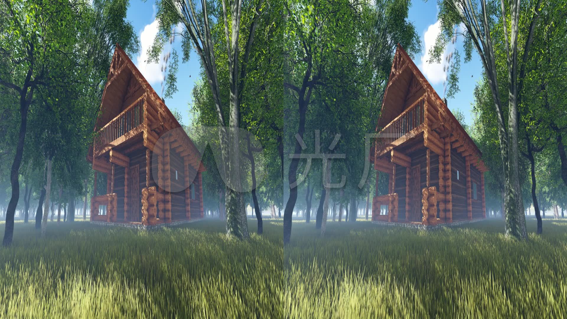 森林中的小木屋3d立体视频(左右格式)_1920x1080_高清