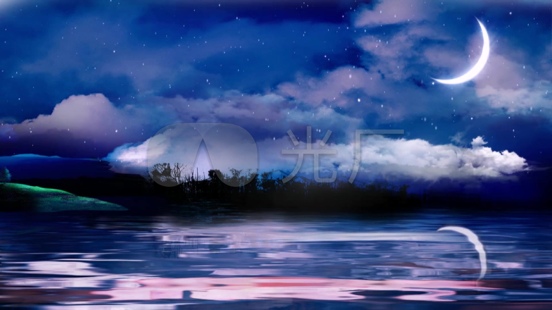 唯美月夜月亮月牙海水星空夜空_1920x1080_高清视频