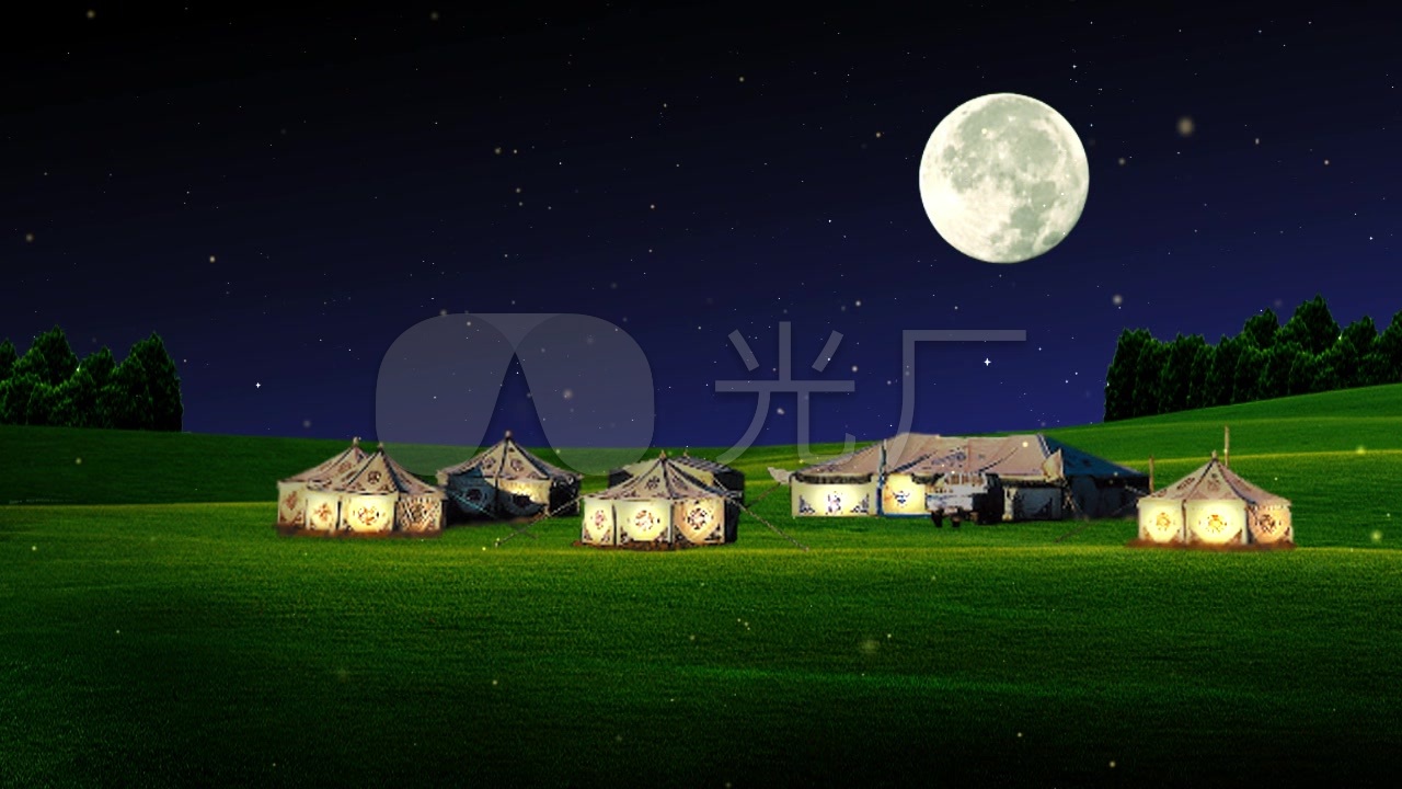 月光下的蒙古包夜景视频素材