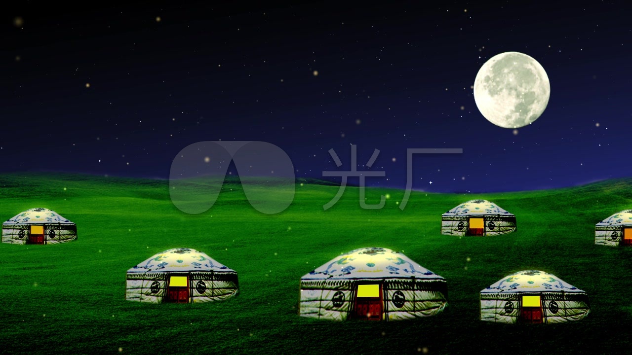 月光下的蒙古包夜景视频素材