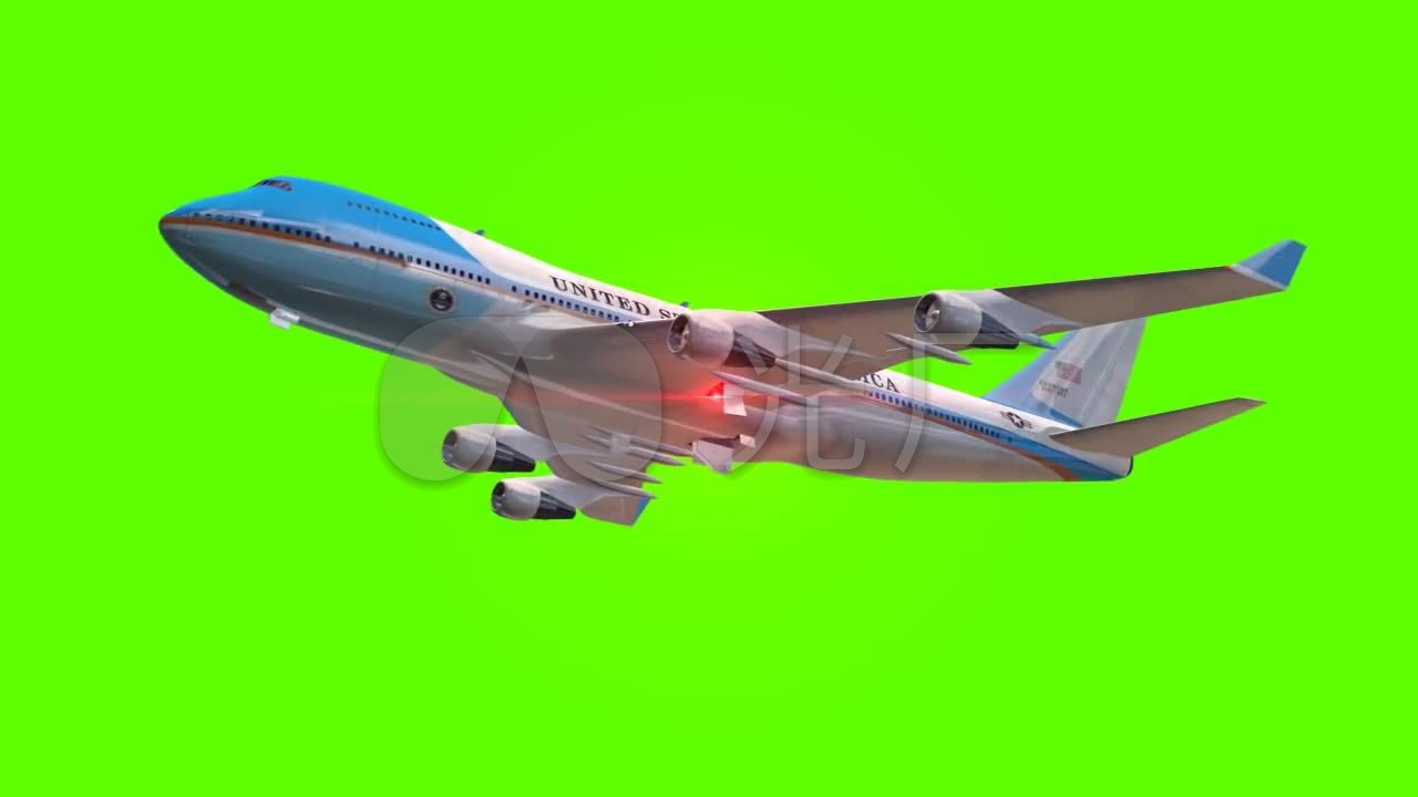 飞机客机飞行绿屏可抠像素材_1280X720_高清