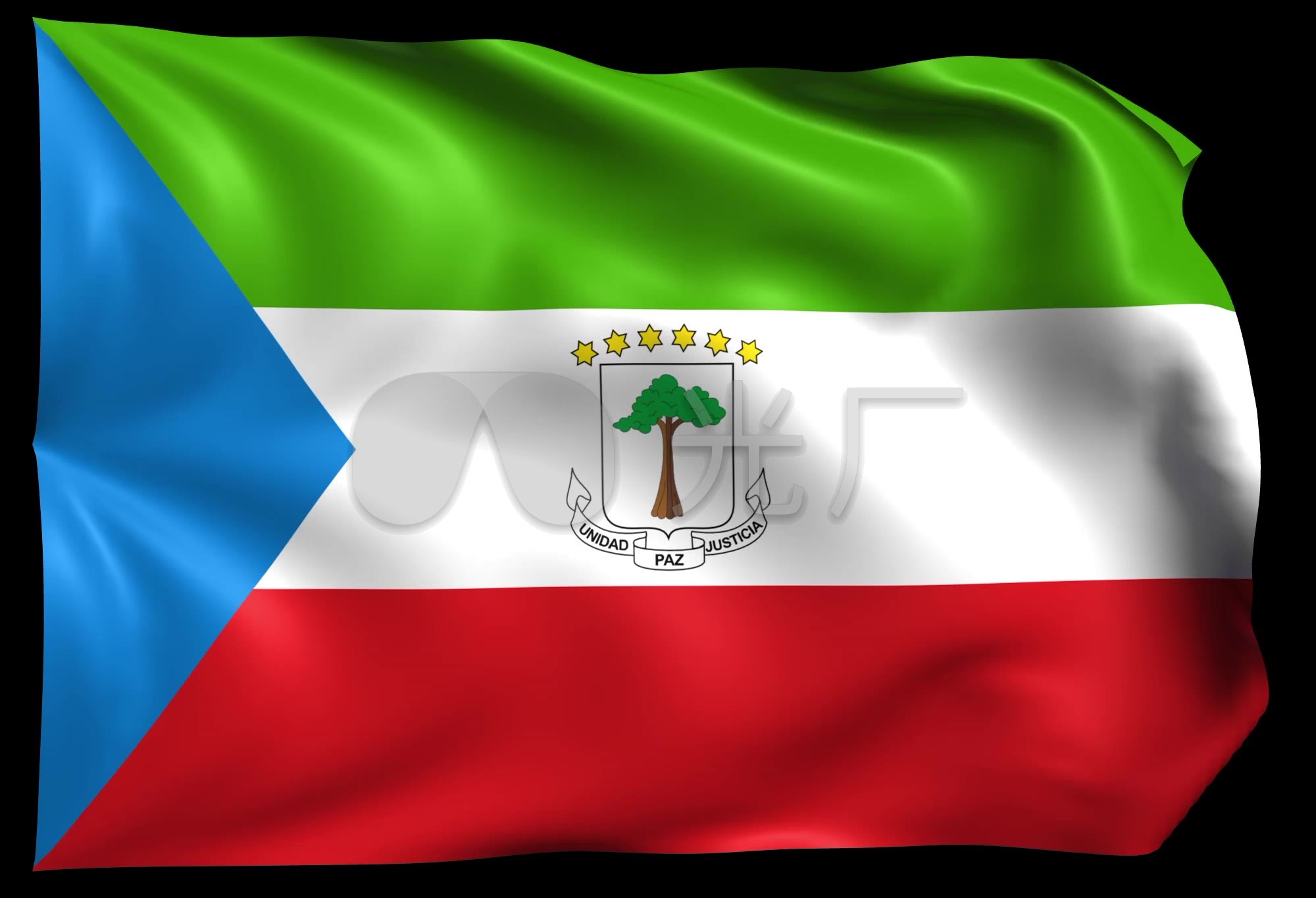 赤道几内亚国旗_2000x1366_高清视频素材下载(编号:)