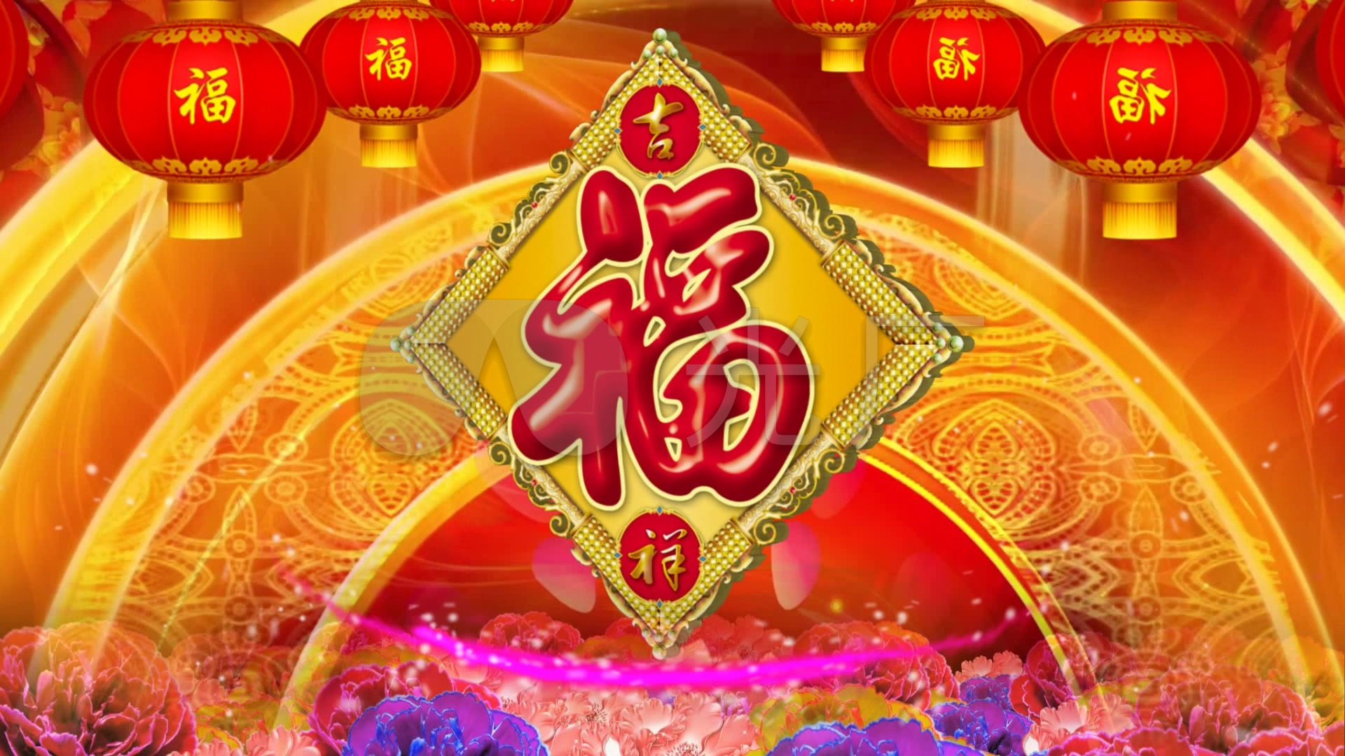 可循环旋转福字喜庆背景视频