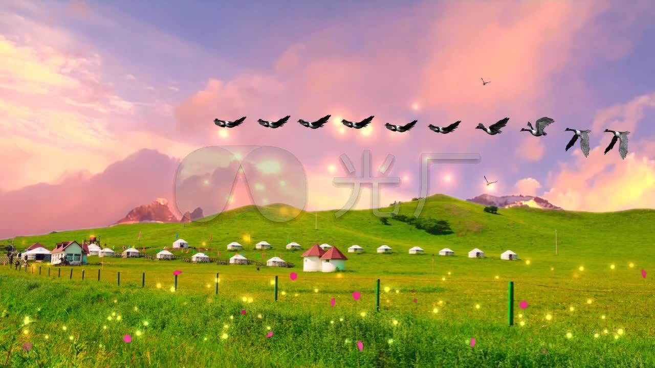 鸿雁大雁草原蒙古包led大屏_1280x720_高清视频素材