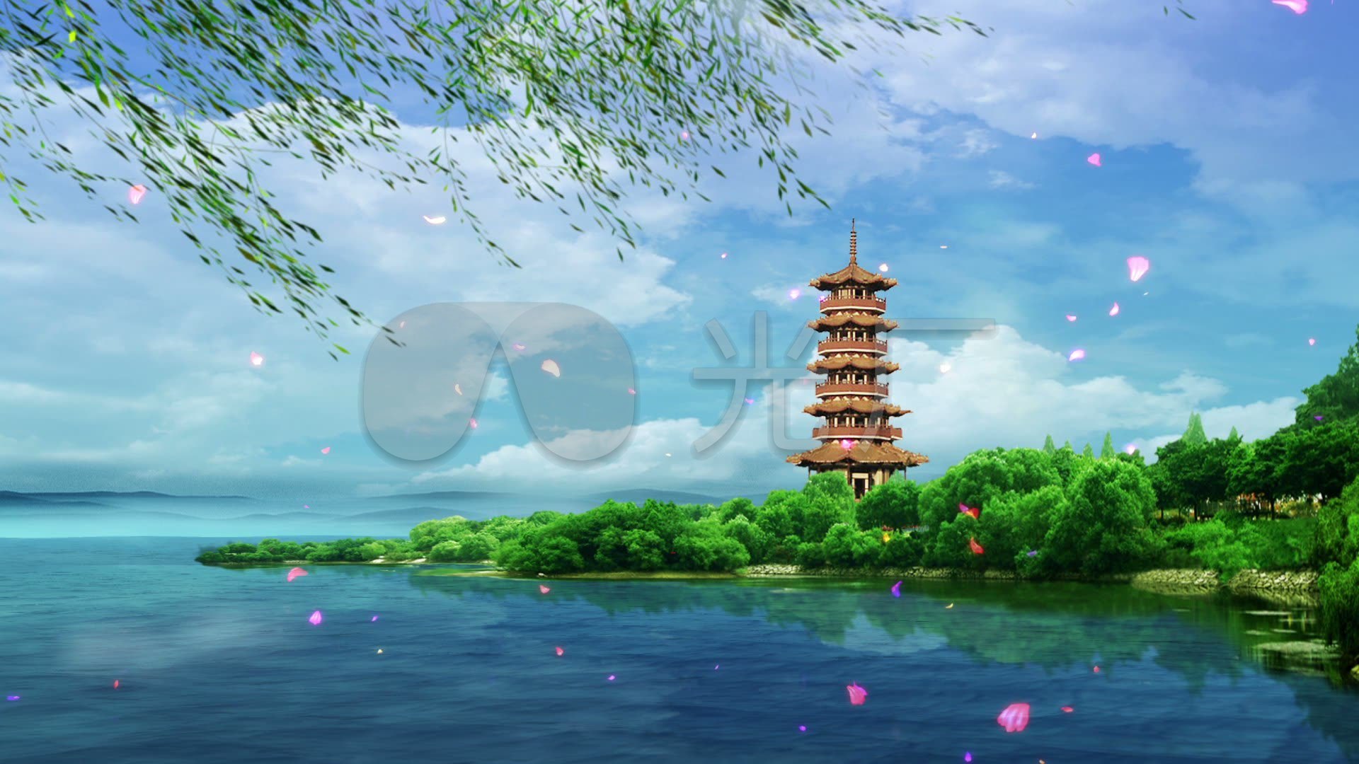 西湖美景 雷峰宝塔 唯美春天景色 绿意盎然