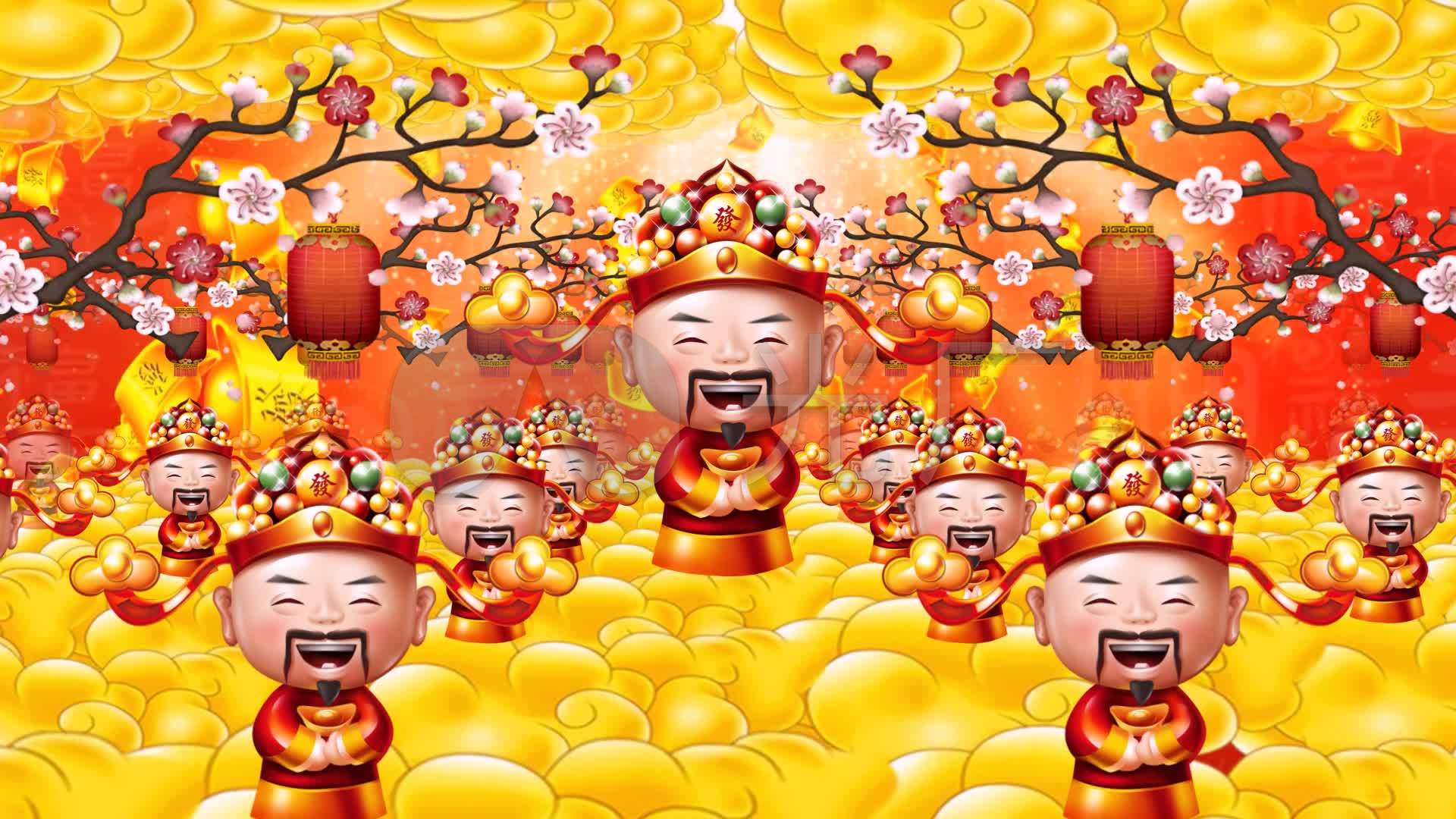 财神爷恭喜发财发_1920x1080_高清视频素材下载(编号