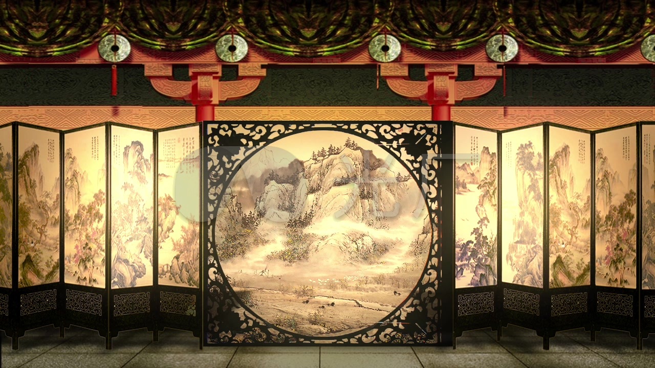古代室内厅堂屏风