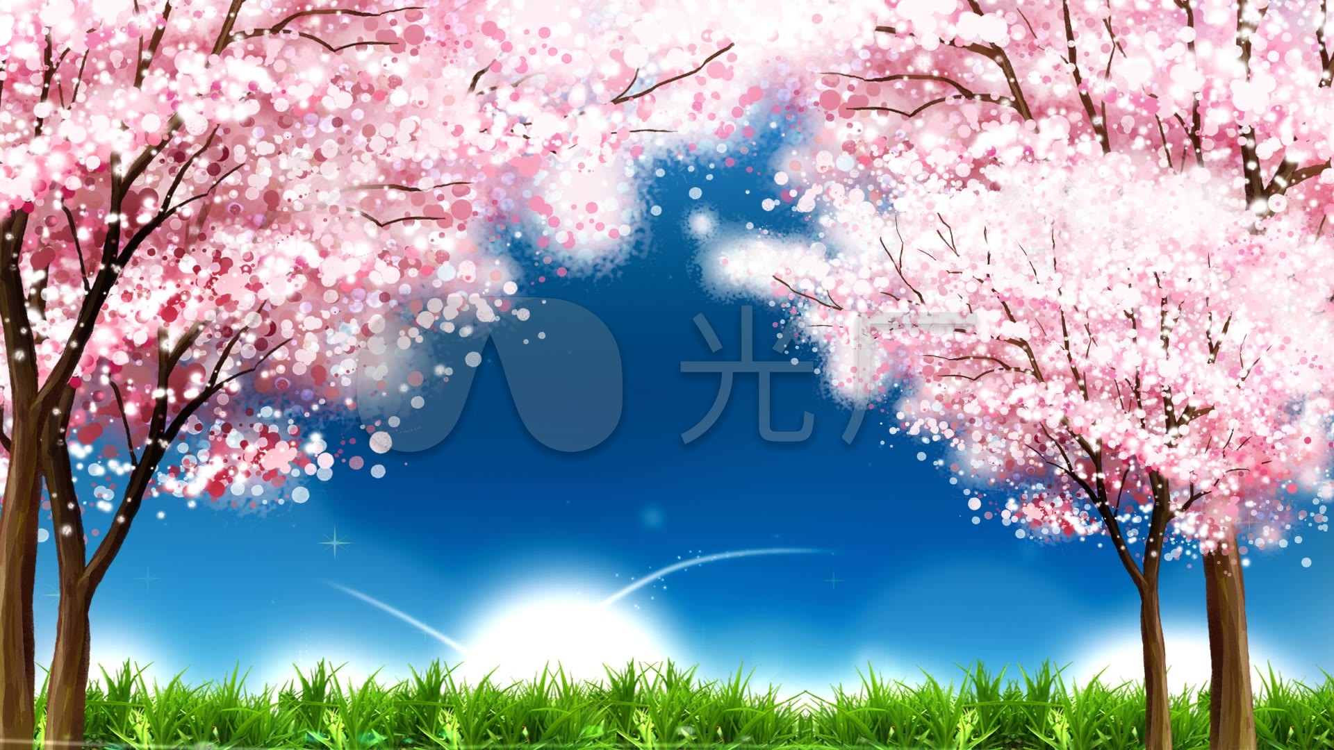 樱花动漫壁纸1920x1080,动漫女生壁纸 美少女 唯美樱花二次元动漫风格春天花开草地花瓣_1920x1080