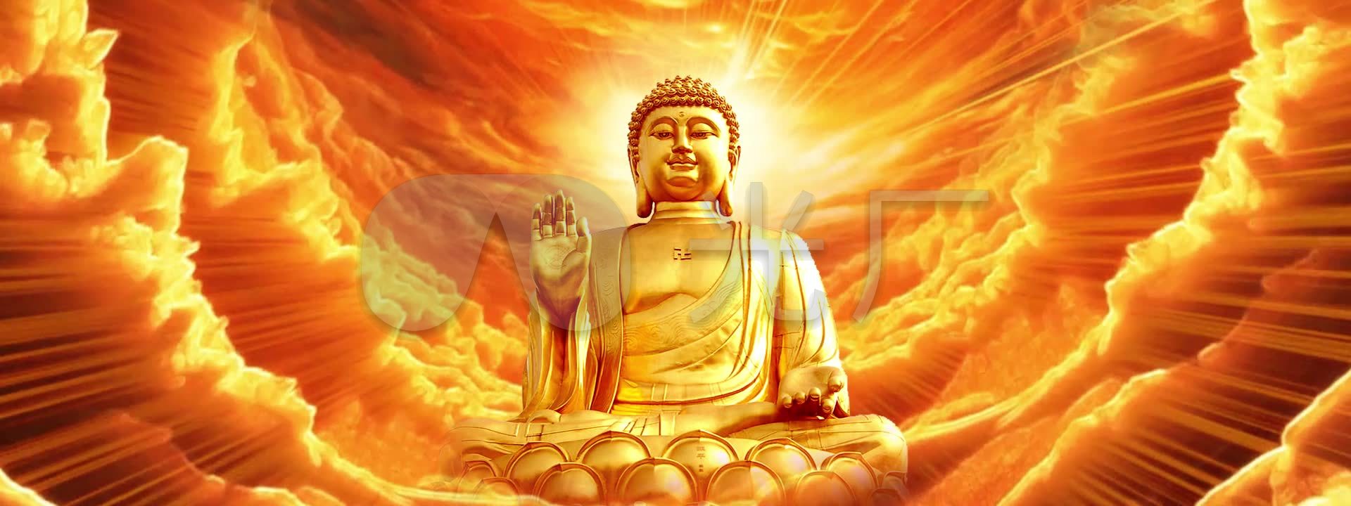 佛祖光芒万丈,宽频_1920x720_高清视频素材下载(编号
