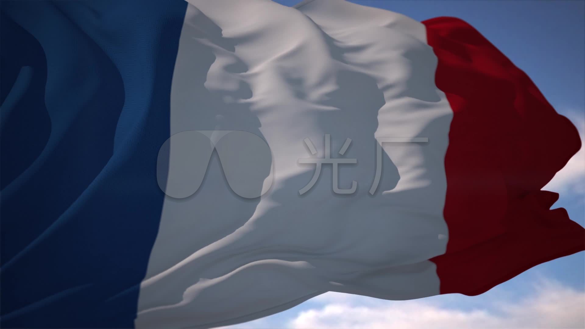 超赞飘动法国法兰西国旗素材