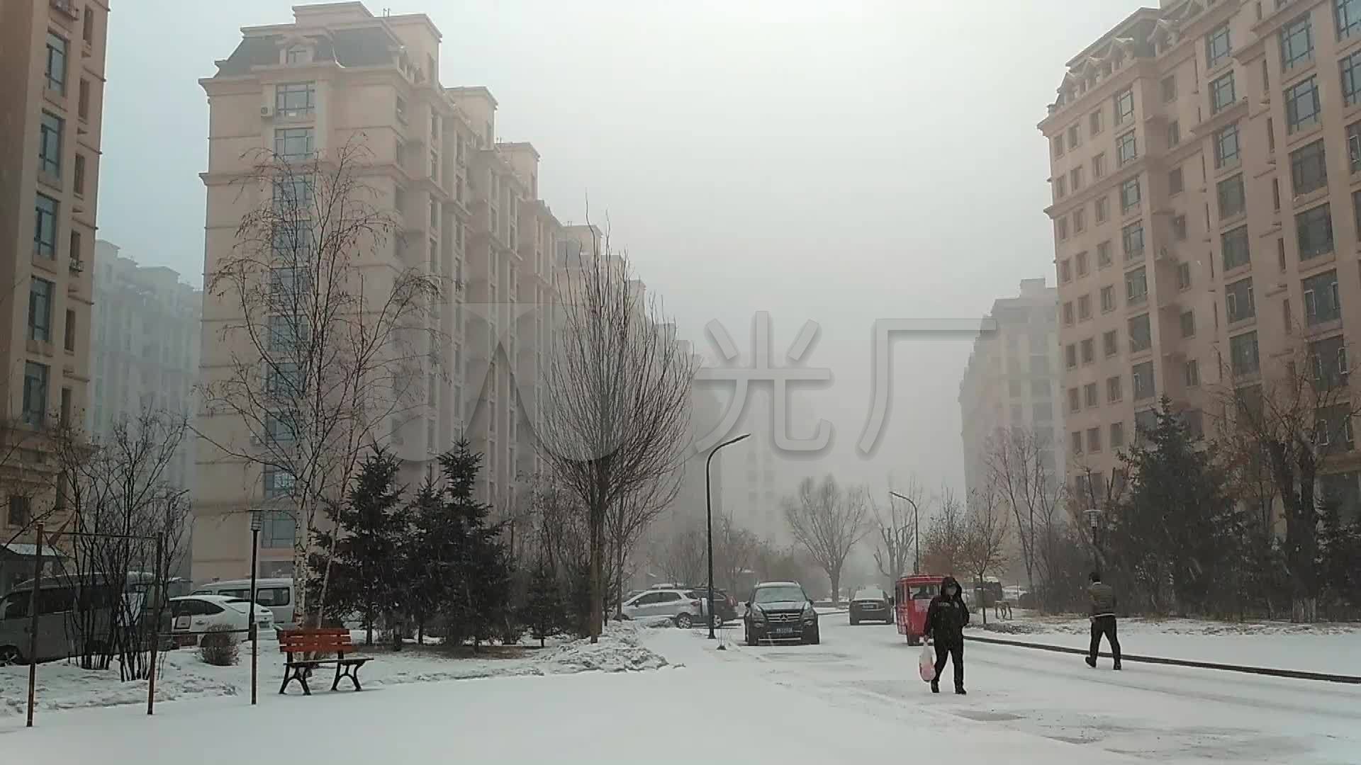 高清实拍小区视频下雪雪景房地产_1920X108
