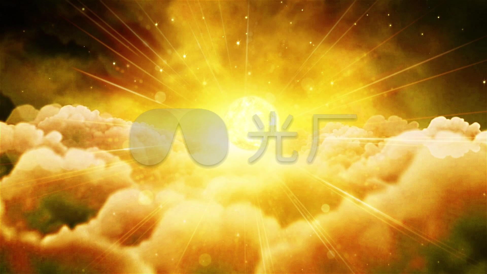 震撼大气金色太阳云层唯美意境_1920x1080_高清视频素材下载(编号