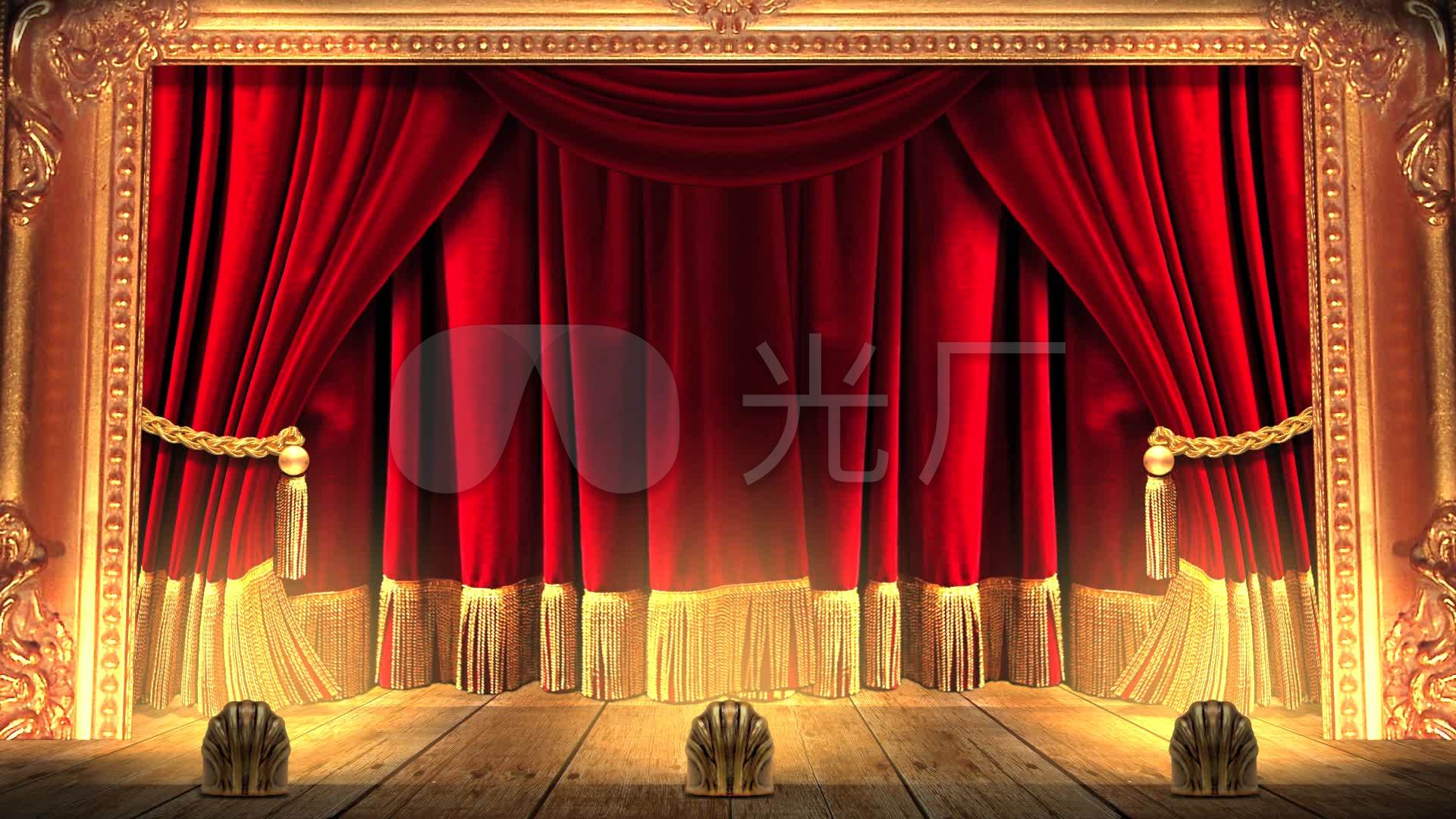 红色舞台幕布开幕素材_1920x1080_高清视频素材下载