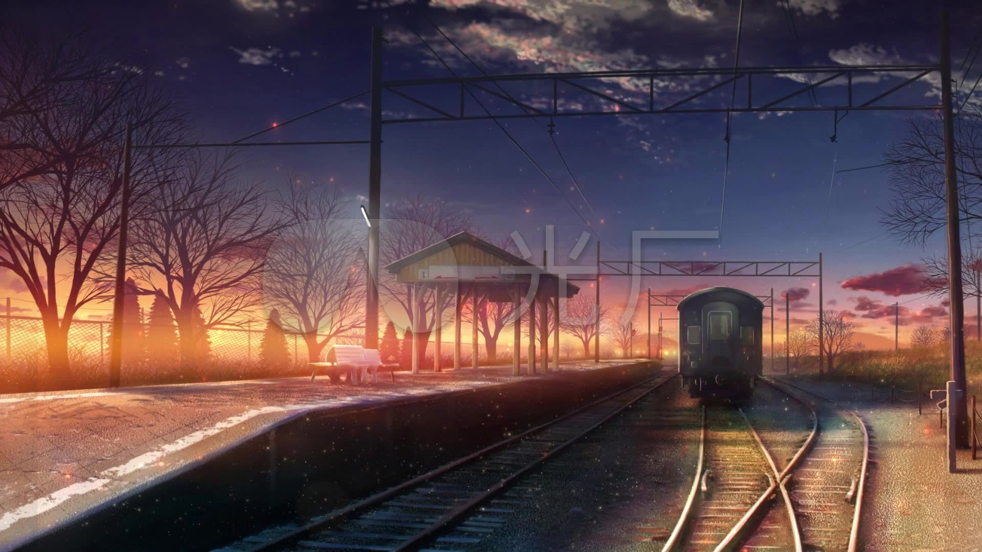 夕阳站台列车