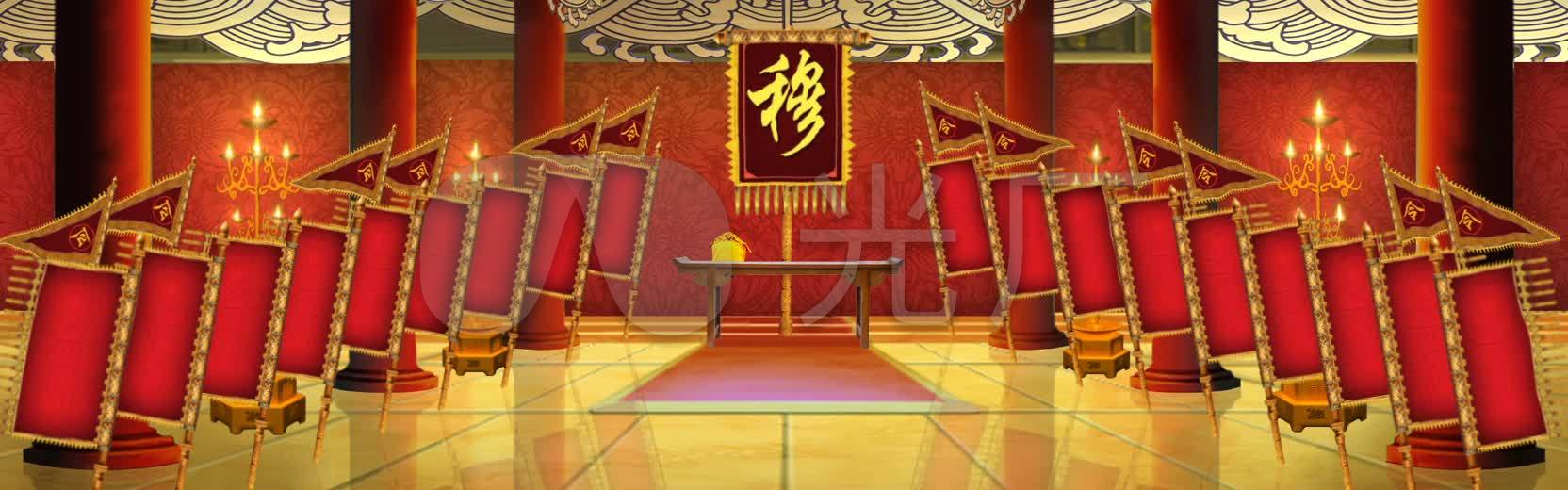 中国风古代大堂点将堂场景