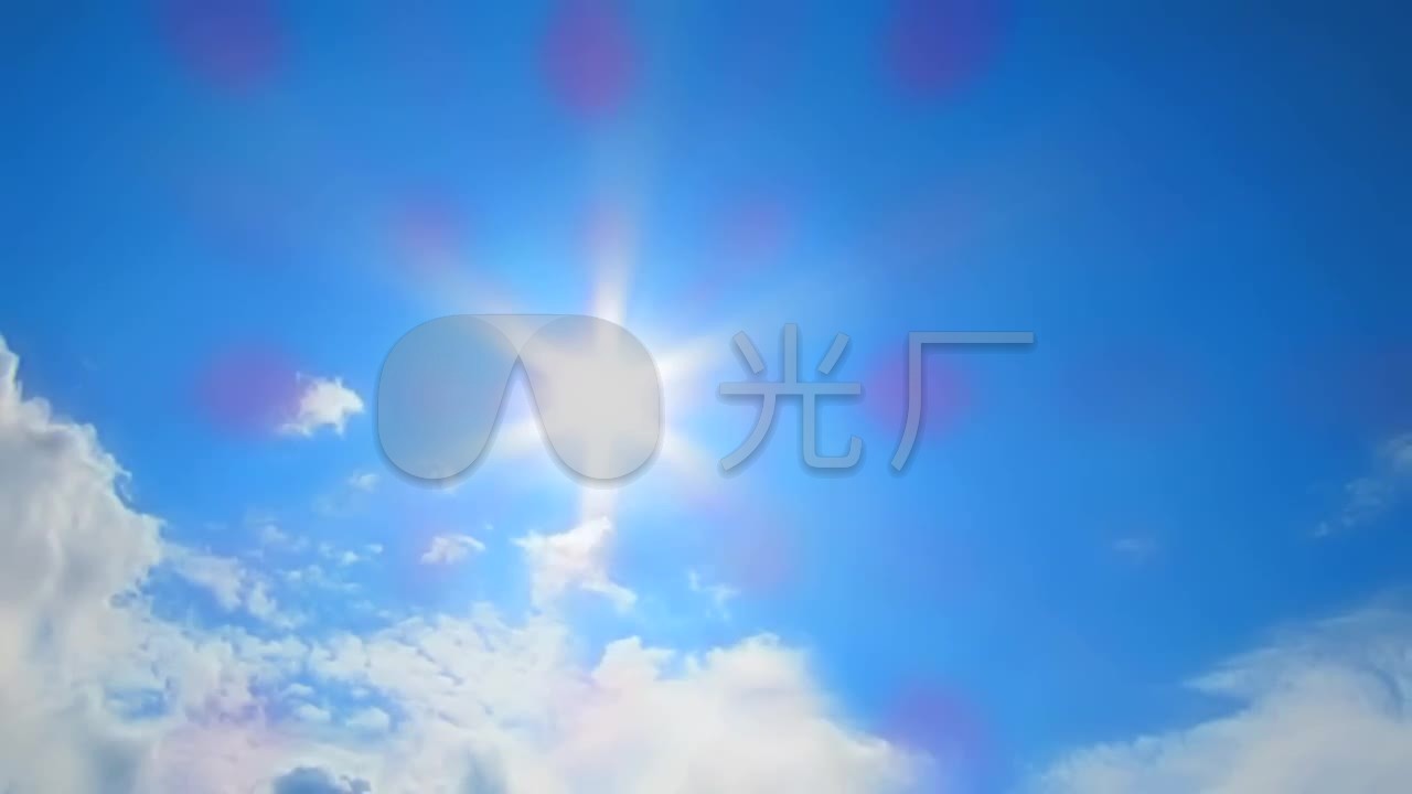 蓝色天空太阳高照云彩流动视频素材舞台背景