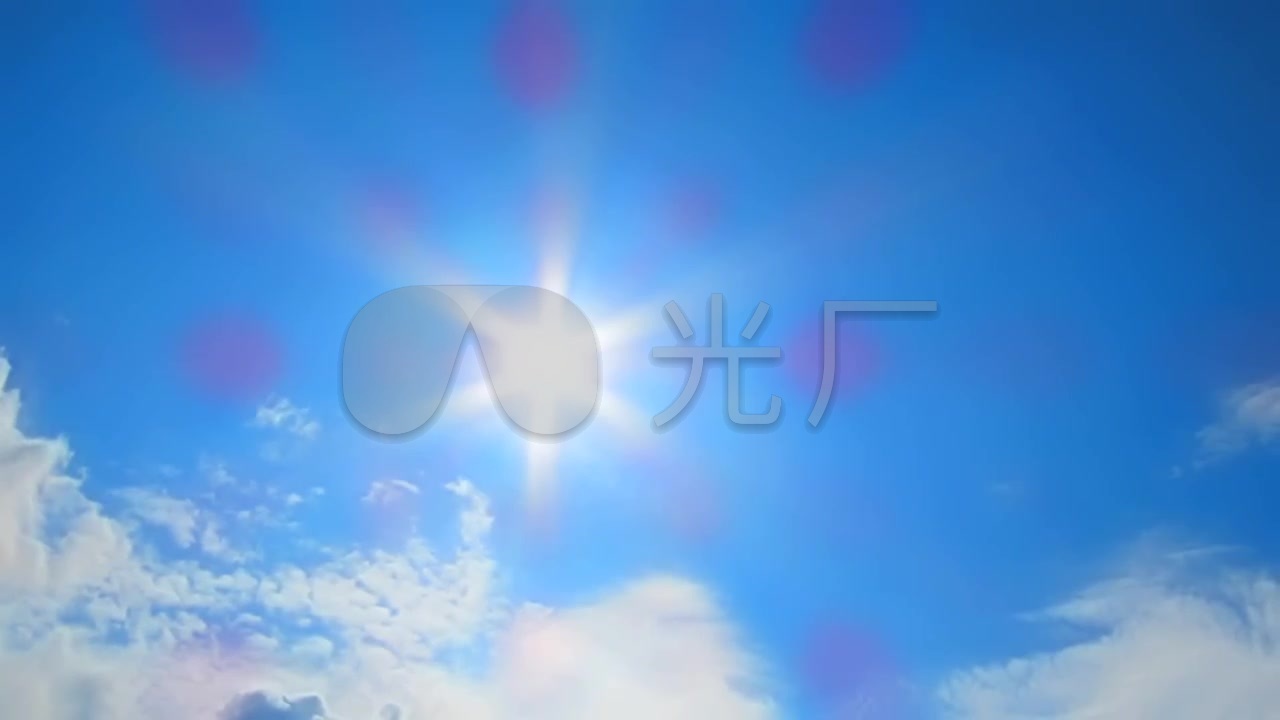 蓝色天空太阳高照云彩流动视频素材舞台背景